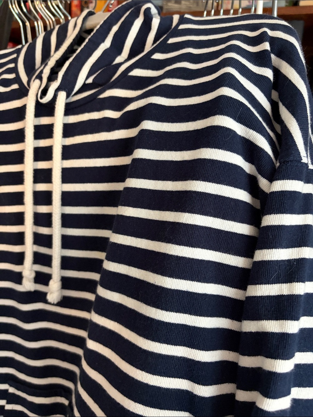 J. Crew Navy and White Striped Funnel-Neck Pullover - Picture 3 of 7